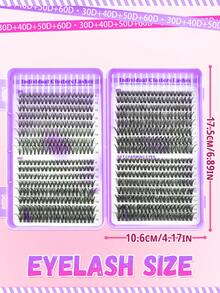 紫色640簇假睫毛套装，包含30D-40D-50D三种长度，D型卷翘，8-16毫米混合长度，持久耐用，可重复使用，适合新手，日常佩戴，派对场合适用 - 查看 4