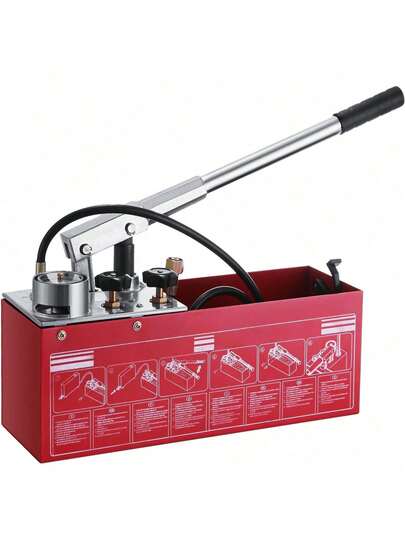 Bomba de prueba de presión hidráulica 50 bar Bomba de prueba de presión manual 726 PSI Tanque de 3,2 galones 45 ML 1/2" BSP Bomba de prueba hidrostática para tuberías de presión contenedor riego bomberos (bomba de prueba 50 bar)