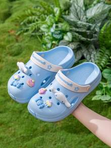 SANRIO 透气镂空凉鞋，防滑室内外拖鞋，时尚可爱卡通沙滩鞋，适合儿童和家长 - 淺藍色 - 查看 5