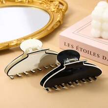 1pc European And American Style Acetate Fiber Crafted Black White Minimalist Textured Medium Hair Clip,Hair Accessories For Women - Multicolor - View 4