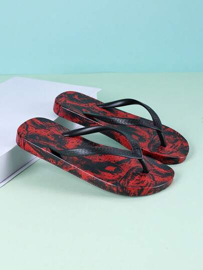 1 par de sandalias de playa ligeras, cómodas y de moda con estampado floral tropical de EVA resistente al agua, adecuadas para primavera/verano para niños