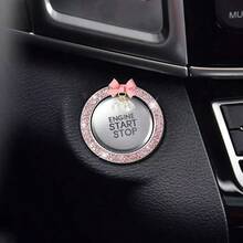 Anel decorativo para carro com emblema brilhante - Flor de cristal artificial para botões e maçanetas, botão de partida sem chave, ignição e anel decorativo para maçaneta. - Tamanho Único - Ver 18
