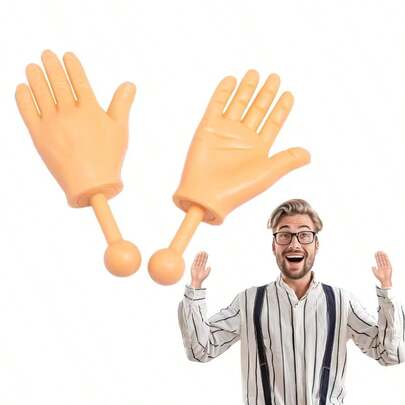 1 Pair Realistic Fake Hand With Movable Fingers - Lifelike Mini Hand With Posable Fingers, Suitable For Pranks, Costume Parties, Puppet Shows - Funny Novelty Gift For Birthday - Compatible With Costumes And Props - Includes 1 Left Hand And 1 Right Hand With Detailed Fingertips And Wrists - Gag Gift And Theme Events