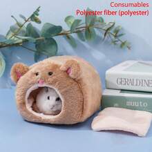 1 chiếc giường treo ấm áp mùa đông cho chuột hamster màu nâu, nhà hình gấu dễ thương có đệm, thích hợp cho động vật nhỏ, đồ dùng cho chuột hamster, phụ kiện thú cưng, lồng chuột hamster - Nhiều màu - Xem 17