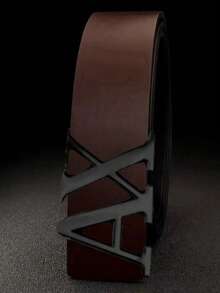 男士时尚光滑压纹皮革腰带，配简约AX扣，多功能腰带 - 彩色 - 查看 9