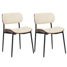 Silla de comedor Heng Ming de madera curvada con base de PU y patas cruzadas de hierro, adecuada para comedor, sala de estar, dormitorio, cocina, juego de 2. - Verde + PU - Ver 11