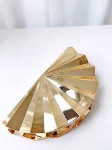 1 chiếc ví cầm tay bất đối xứng sọc kim loại, túi xách thanh lịch cho các dịp trang trọng, túi xách nữ tối giản thời trang dự tiệc, ví kiểu Nhật. - Vàng - Xem 5