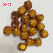 20颗 CHUPU 12mm 大孔树脂桶珠，适用于 DIY 首饰制作 - 多种颜色（白色、米色、棕色、绿色），带有大理石纹理和斑点图案 - 非常适合制作手链、项链和工艺品，抛光质感珠子，CHUPU - 彩色 - 查看 15