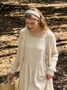 1件新款法式波点发箍，优雅高冠海绵发箍，女士时尚波点百搭发饰 - 彩色 - 查看 1