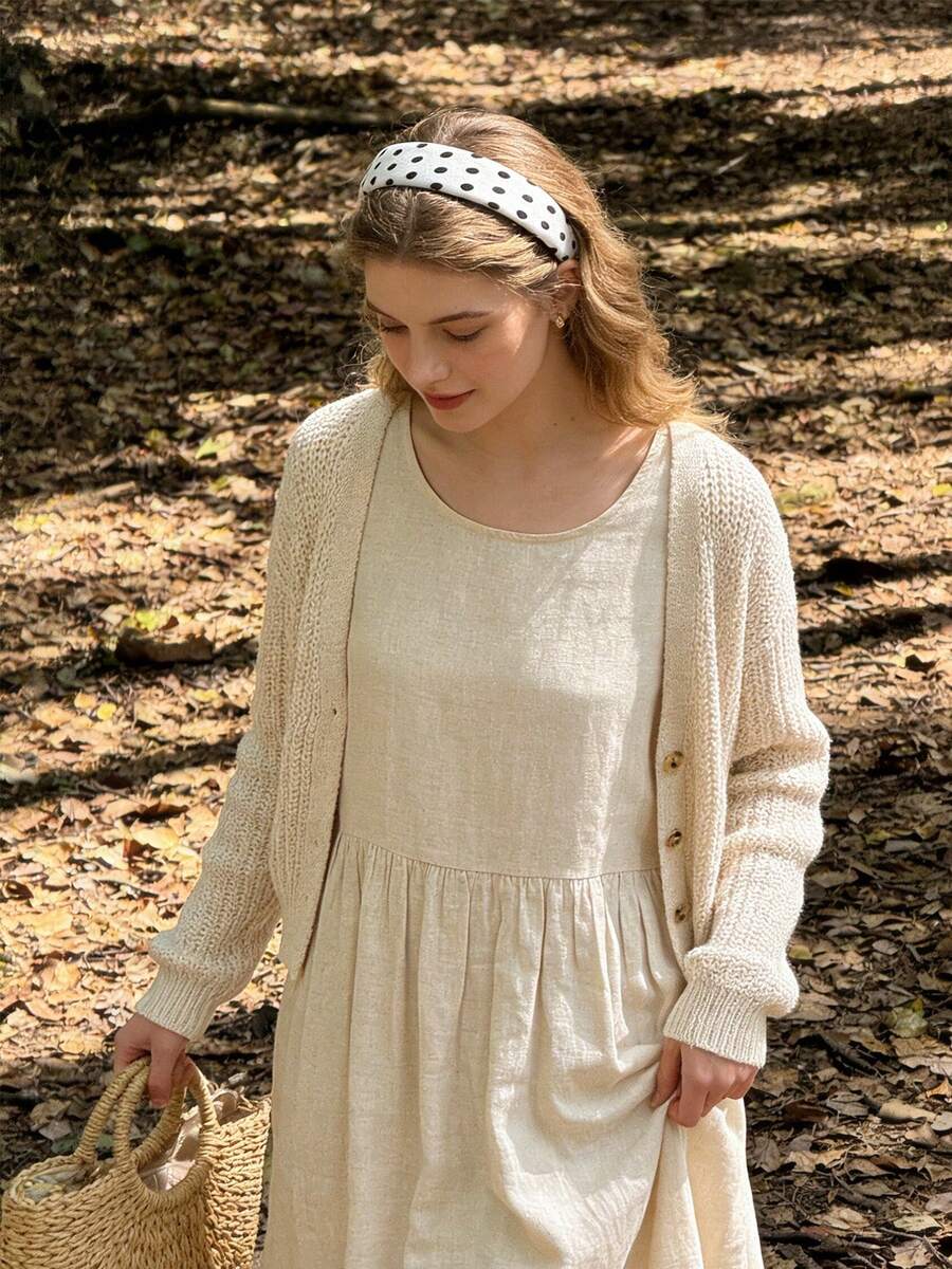 1件新款法式波点发箍，优雅高冠海绵发箍，女士时尚波点百搭发饰 - 彩色 - 查看 1