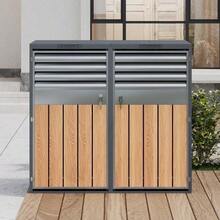 Storage Box With Hinged Lid, Ventilation Opening With Mesh, With Lock And Two Doors. - Grey - View 12