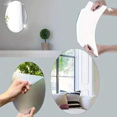 1 pieza Espejo de baño redondo de acrílico, espejo suave autoadhesivo para dormitorio, decoración de pared, ornamento, espejo de maquillaje para dormitorio, decoración de pared, espejo suave - Adecuado para dormitorios, baños, salas de estar, etc.