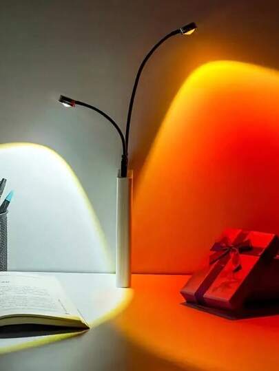 1pc/2PCS Sunset Light Projector, Sunset Lamp Projection, USB Night Light, Romantic Floor Lamps For Bedroom Living Room Decors, Rainbow Projection Lamp For Photo Background Romantic Gifts For Home Decor Living Room, Halloween, Christmas Decor, Desk Office Accessories, Wall Decor, For Camping, Party, Perfect Gift For Birthday Christmas