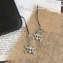 1/2pcs Diamond Skull Phone Charm, Minimalist Edgy Street Style Phone Pendant, Suitable For Smartphone, Keychain, Earphone - Silver - View 8