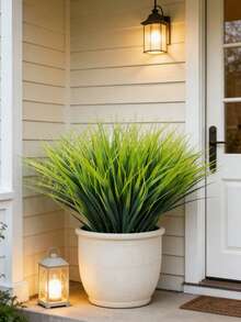5pcs/1pc Simulation Of Four Seasons Green Spring Grass Wheat Grass Green Simulation Shrubs Daily Garden Village Home Decoration Plants Courtyard Porch Hanging Basket Decoration Plastic Simulation Grass - Green - View 4