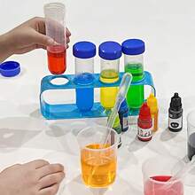 1 Set - 50ml Plastic Graduated Centrifuge Tubes With Rack And Colorful Straws, Screw Cap Sample Storage Tubes, Educational Laboratory Supplies, Suitable For STEM Science Experiments, School Projects And Home Education, Perfect For Students And Teachers, Back To School Season - 4-hole Series a - View 2