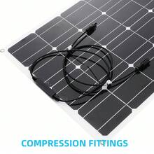 200W Semi-Flexible Solar Panel Monocrystalline 12V Battery Charger With MC4 Connectors – Lightweight Bendable Solar Panel For RV Boat Van Trailer Camper Roof Off-Grid System Outdoor Camping - 深灰色 - 查看 5