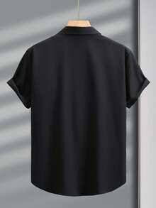 Men's Spring/Summer Embroidered Short Sleeve Western Cowboy Casual Shirt - Black - View 2