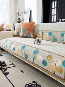 1PC Chenille Jacquard Sofa Cover With Full Moon Tree Pattern, Non-Slip Pet-Resistant Cushion Pad, All-Season, Machine Washable, Elegant Decor For Room, Premium Sofa Protector - Multicolor - View 11