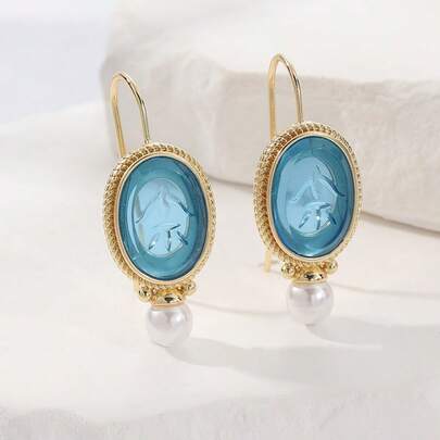 Elegant Retro Geometric Faux Pearl Pendant Earrings, Exquisite Earring Design, Suitable For Daily, Festive And Various Occasions, A Thoughtful Gift For Women