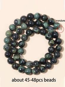 1 Chuỗi hạt đá quý Kambaba Jasper tự nhiên hình tròn, màu xanh lá cây, dùng để làm trang sức, kích thước 4 6 8 10mm - Nhiều màu - Xem 15