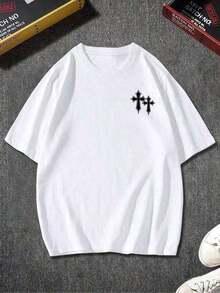 Camiseta de manga corta casual para hombre y mujer con tops moda, letras gráfico, estampado modern, impresión, redondo,deportiva, verano, para hacer ejercicio, correr, ropa de pareja para equipos,para uso diario, salir, ocio, deportes, escorts, viajes, reuniones familiares y otras ocasiones de estilo Streetwear, Hip Hop, Rock y Rap - Blanco - Ver 3