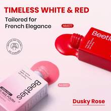 Beetles Dusky Rose French Tip Gel Polish Set, 2 Colors HEMA-Free Red & Jelly Pink With Base & Top Coat, Soak Off UV LED French Manicure Kit, Perfect For Beginners & Professionals Spring Nail Art - 15ML 4Pcs Dusky Rose - 查看 3