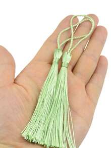 20/50/100pcs 5 Inch/13cm Silk Tassel Bookmarks With 2 Inch Cord Loop And Small Chinese Knot, Suitable For Jewelry Making, Souvenirs, Bookmarks, DIY Crafts - 13cm Fruit Green - View 3