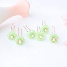 6件套花朵发夹，新娘配饰，派对，婚礼，海滩度假 - 彩色 - 查看 7