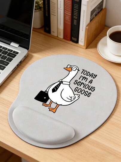 Ergonomic Goose Design Computer Mouse Pad With "Today I'm Serious Goose" Text, Ergonomic EVA Wrist Rest, Non-Slip Memory Foam Mouse Pad, Comfortable Non-Slip Base, Smooth Wrist Support Mouse Pad, Comfortable Desk Pad, Suitable For Gaming, Office, Computer, Laptop, Home Use, Graduation Souvenir, Valentine's Day, Mother's Day, Back To School Perfect Gift