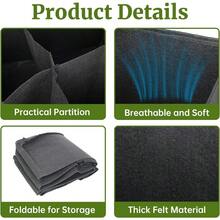 1pc 8-Pocket Fabric Raised Planter Box, Rectangular Plant Growing Bag, Breathable Planting Container - Black - View 5