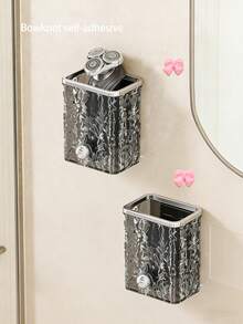 2pcs/1pc Kotak Penyimpanan Gantung Dinding Motif Gletser, Tidak Perlu Pengeboran, Rak Organizer Kamar Mandi untuk Sikat Gigi, Sisir, Pasta Gigi, dan Perawatan Kulit, Aksesori Penyimpanan Kamar Mandi, Musim Kembali ke Sekolah - MultiWarna - View 10