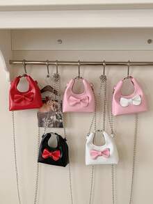 Túi đeo chéo mini hình nơ dễ thương, túi thời trang đường phố, túi quà tặng lễ hội cho bé gái, túi dây xích nhẹ và nhỏ gọn. - A - Xem 1