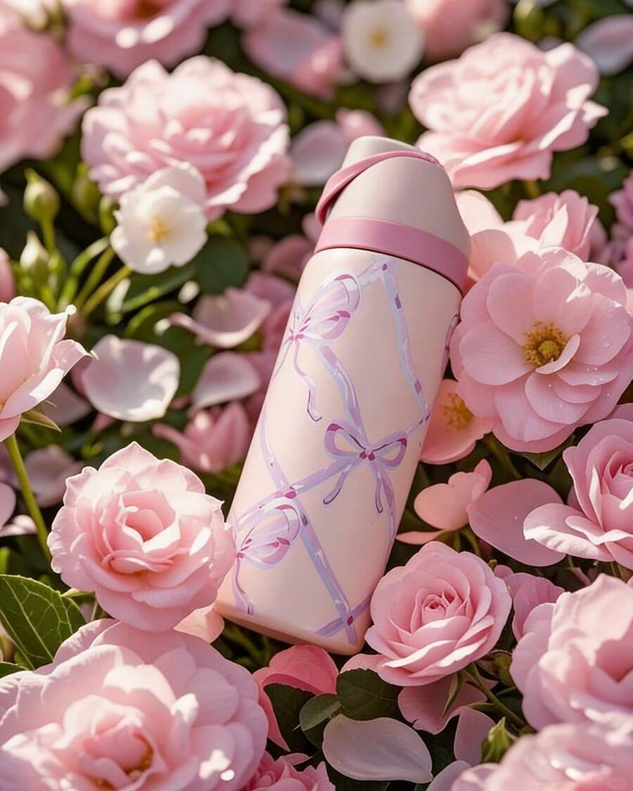 0waIaa Butterfly Powder Aquarius Bottle, With A Capacity Of 32 Oz (945 Ml), Can Retain Heat For Up To 24 H. It Can Keep Both Hot And Cold Beverages Warm, Suitable For Brewing Coffee And Making Iced Drinks. The Design Is Exquisite And It Is Suitable For Use In Various Occasions Valentine's Day. - 淺粉色 - 查看 1