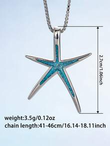 1pc Cute Starfish Pendant Necklace, Suitable For Women, Ideal For Wedding, Engagement, Anniversary, Party, Vacation, Valentine's Day Gift - 1# - View 8