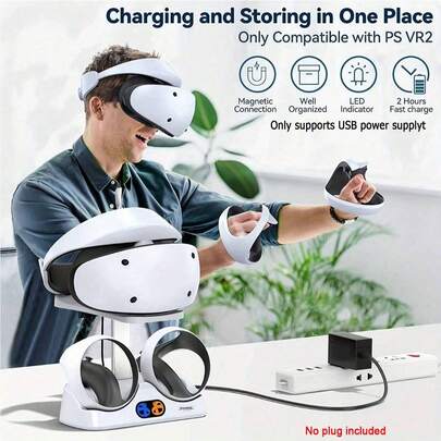 Bộ điều khiển PSVR2, tai nghe VR, giá đỡ trưng bày, tay cầm kép, đế sạc, tương thích với PS VR2 và phụ kiện VR2.