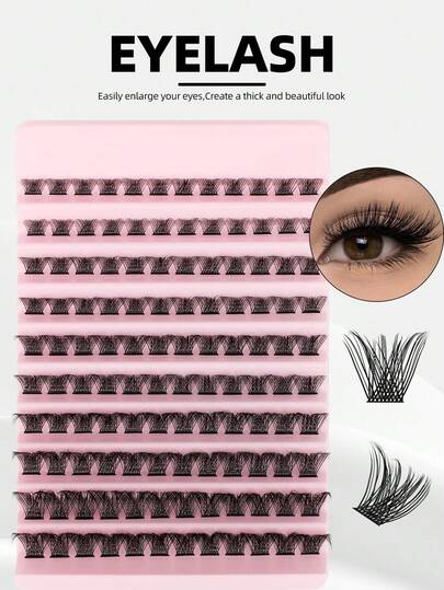 DAIFIYAN 1box 120cluster 10Rows Cluster Eyelashes D Curl Grafting Individual Volume Lashes Extension Makeup Tool For Natural And Dramatic Look Fake Eyelashes DIY At Home