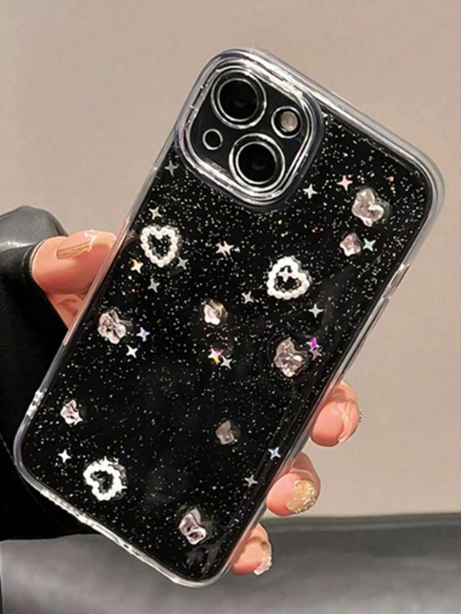 Ốp lưng điện thoại Apple Luxury màu hồng 3D hình bướm đính kim cương, dành cho iPhone 16/15/14/13/12/11 Pro Max Plus, bảo vệ ống kính, chất liệu epoxy trong suốt lấp lánh, chống nước, chống sốc, chống rơi vỡ, chống trầy xước. - Bươm bướm - Xem 1
