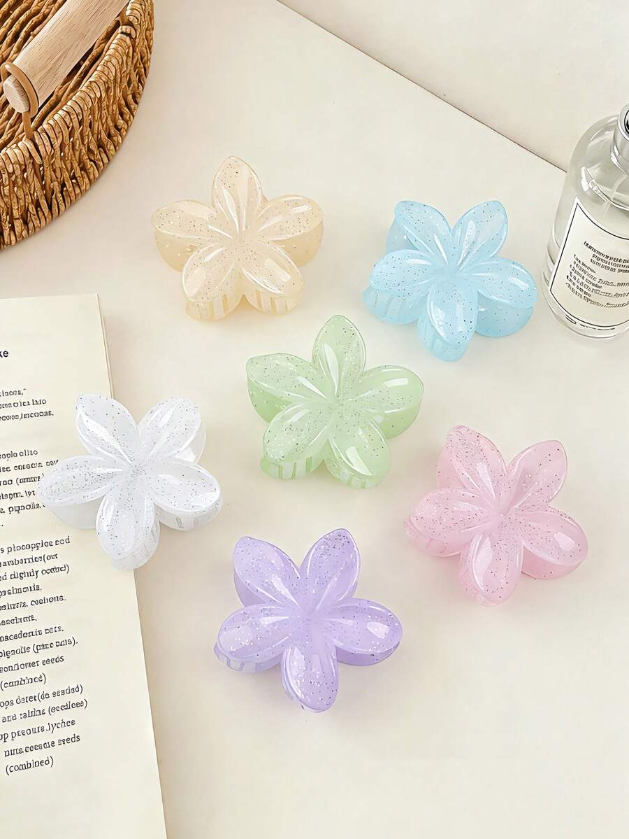 3 piezas Pinzas para el cabello con flores margaritas de brillo, pinzas para el cabello con flores minimalistas y frescas, adecuadas para uso diario y de vacaciones en la playa, accesorios para el cabello de primavera/verano, pinzas para la playa - Multicolor - Ver 1