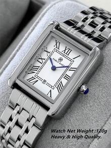 Pablo Raez Original Charming Classic Unisex Wristwatch Stainless Steel Couple Watch Silver Non-Fading AAA Quality Premium Couple Watch Luxury New Design Fashion Watch Elegant Vintage Square Fashion Wristwatch Roman Numeral White Dial With Date Display Girls Popular Square Quartz Watch 50m Waterproof Solid Steel Band Butterfly Clasp Casual Cute Women's Watch Suitable For Teacher Girlfriend Mother Gift Daily/Work/Party Decoration Birthday Graduation Wedding Gift - Silver - View 4