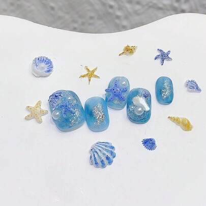 1pc Silicone Ocean Animal Pattern Nail Art Carving Mold, Assorted Designs, Stamping Plate, DIY Nail Template, Manicure Tool