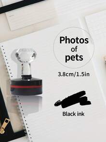 Con dấu chân dung thú cưng tròn 1,5 inch cá nhân hóa, con dấu logo, quà lưu niệm tùy chỉnh, quà sinh nhật, quà Lễ Tạ ơn, nhựa trắng bền, con dấu chân dung thú cưng vui nhộn cá nhân hóa, thích hợp cho phong bì và tem, tuyệt vời cho Lễ Tạ ơn - màu đen - Xem 6