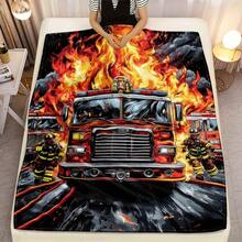 1pc Fire Truck Blanket - Lightweight Flannel Throw With Vibrant Digital Print, 280gsm Soft Warm Fabric For Sofa, Bed, Travel &  - All-Season Cozy Home Decor, Fire Truck Bedding, Travel Blanket, Bold Pattern, Durable Material, Versatile Blanket, Travel Essentials - Mixed Colors - View 10