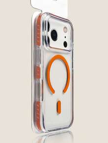新款透明磁吸式装甲手机壳，兼容 17 Pro Max、17 Pro、16 Pro Max、15 Pro Max、14 Pro、13 Pro、17，支持无线充电，防震防摔边框保护套 - 橘色 - 查看 2