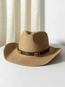 Mũ denim dệt dành cho nữ - Mũ rộng vành kiểu miền Tây, có khả năng chắn gió và chống tia UV. Thích hợp cho các chuyến đi biển, tiệc bãi biển, chụp ảnh, v.v. - Nhiều màu - Xem 8