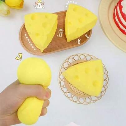 1 món đồ chơi bóp mềm hình pho mát, đồ chơi giảm căng thẳng, đồ chơi bóp hình thức ăn dễ thương, đồ chơi giảm lo âu cầm tay, phù hợp cho thanh thiếu niên, người lớn, nhân viên văn phòng, có thể dùng làm quà tặng treo túi xách.
