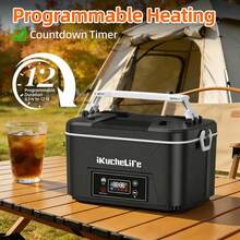 24000mAh Cordless Rechargeable Heated Lunch Box - 1.2L Scheduled Heating With Digital Display, 304 Stainless Steel Food-Contact Portable Food Warmer, Dishwasher Smart Timer For Office Travel Camping Road Trips, Battery-Powered With Spoon Fork Insulated Carrying Bag, Holiday Gift For Family Colleagues On-The-Go Dining - Black - View 6