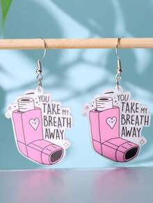 1 paire de boucles d'oreilles pendantes en acrylique créatives, drôles, uniques et mignonnes avec un slogan de hip-hop de dessin animé. Convient pour le port quotidien, les festivals et les fêtes des femmes - Multicolore - Voir 3