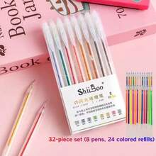 72/56/32/20pcs Glitter Gel Pen Set - Multi-Color Ink Refills, Suitable For Art, Crafts And Writing - Neutral Ink Pen Combination, Organized Display | Durable Plastic - Multicolor - View 6