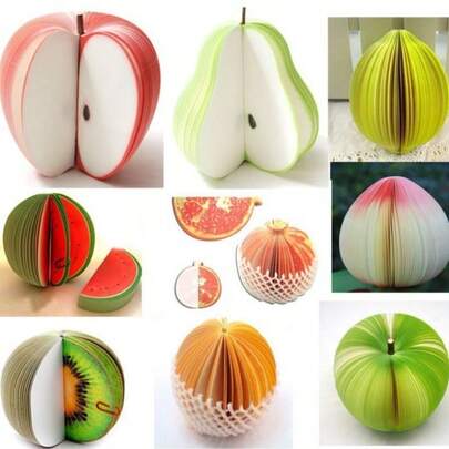 6pcs/Set Random Fruit Memo Pads, 125 Sheets Apple Shaped Sticky Notes, Fruit Memo Stickers, Back To School Essential, Multi-Color Options, Realistic Fruit Sticky Notes